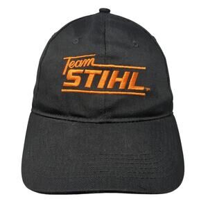 Team Stihl Snapback Cap Black One Size Adjustable Embroidered Vented Holes